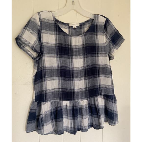 WinWin Blue Plaid Top Small - Picture 2 of 5